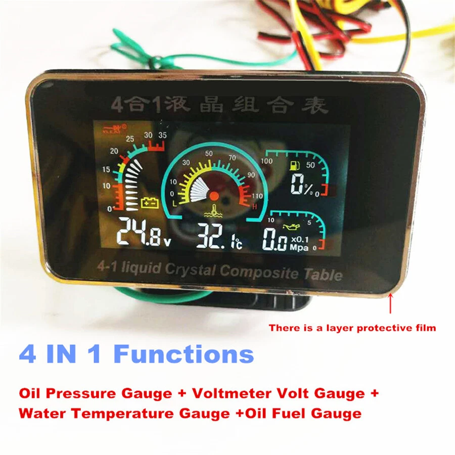 NUEVO 4 EN 1 manómetro de presión de aceite + voltímetro + medidor de temperatura del agua + medidor de combustible de aceite Foto 2 de 4