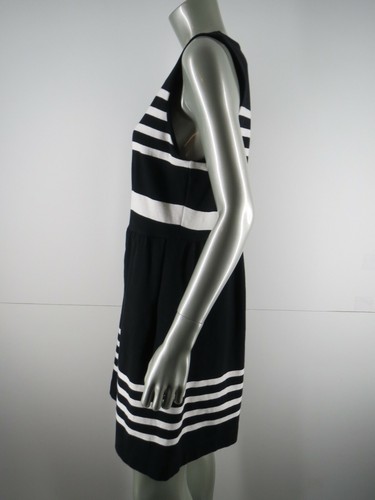 J Crew Dress Knit Sz M Black White Stripe Jersey Fit Flare Aline Sleeveless Mini - Picture 7 of 11