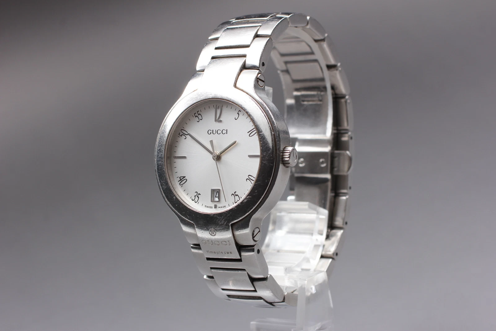 [Exc+4] Montre Homme GUCCI 8900M Quartz Date Argent du JAPON