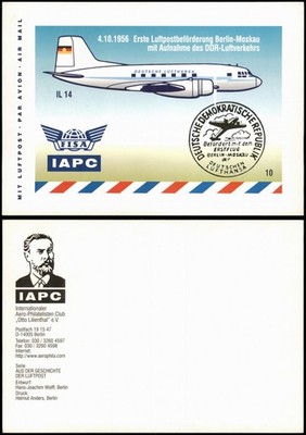 Ansichtskarte  4.10.1956 Erste Luftpostbeförderung Berlin-Moskau 1999
