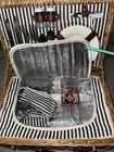 Picnic Basket Wicker Set for 2 Glass Plates, Stemware, Metal Utensils — photo 5