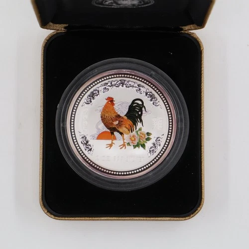 2005 Lunar Year of the Rooster 2oz Silver Proof Coloured Edition - No Outer Box