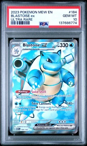 2023 POKEMON MEW EN-151 ULTRA RARE #184 BLASTOISE EX PSA 10
