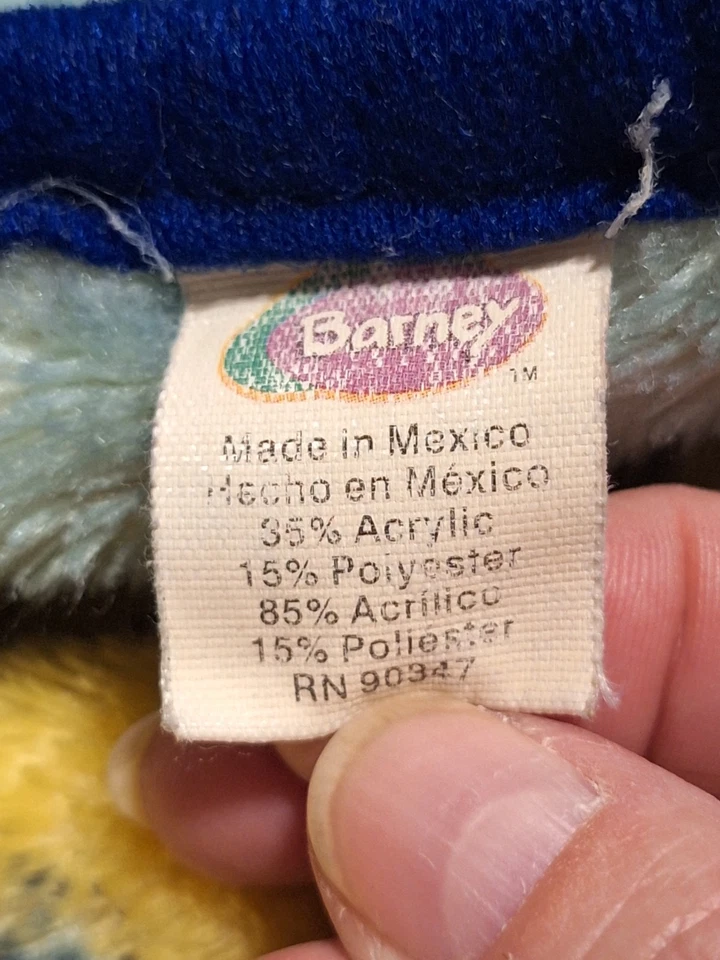 Manta de bebé vintage de los 90 Barney polar Baby Bop/BJ con Barney 28,5" X 41" Foto 3 de 4