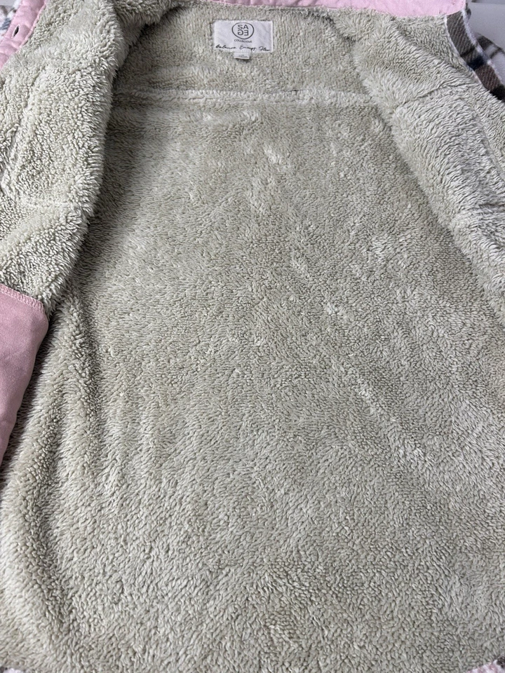 Sage Collective Chaqueta de Vellón Talla L Cuadros Forrada Sherpa Acogedora Cabincore Exterior Foto 3 de 4