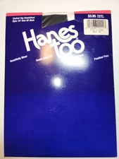 Hanes Too Control Top Black Sheer Pantyhose Sandalfoot Style 137 Sz AB  NOS 1994
