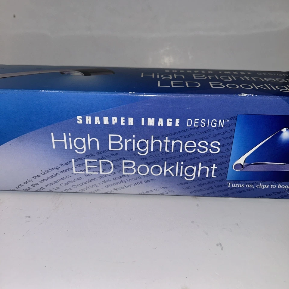 Open Box Sharper Image Battery Powered Clip On Book Light Black Silver w/ Case Foto 2 de 4