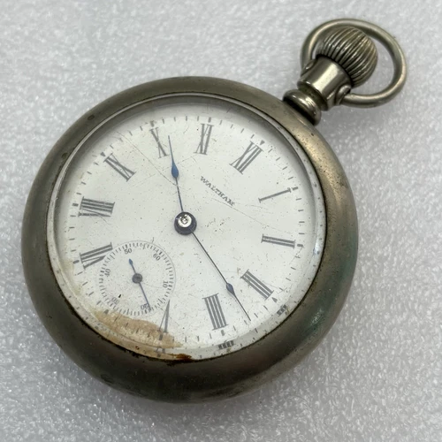 Vintage ANTIQUE WALTHAM Philadelphia SILVERODE POCKET WATCH Enamel - Parts