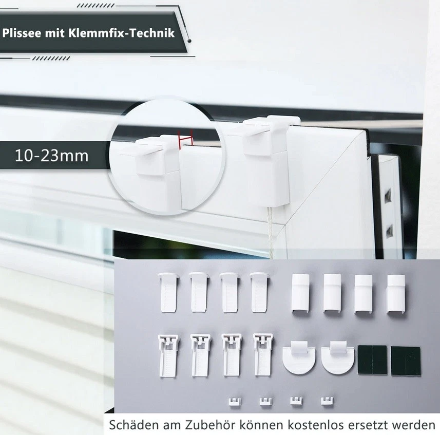 Plissee Klemmfix ohne bohren Fenster Tür Verdunkelung - Bild 3 von 4