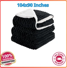 Sherpa Fleece King Size Blanket - Super Soft & Warm Striped Fleece Blanket, Cozy