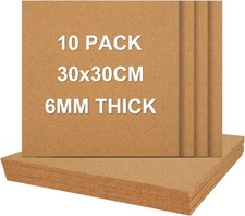 10PCS 6mm Thick Cork Board Tiles, Square Cork Tiles 30cm x 30cm Small Bulletin B