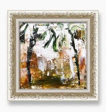 Australia Palm Serenity Framed Art — Moody Coastal Painting for Calm Home Decor