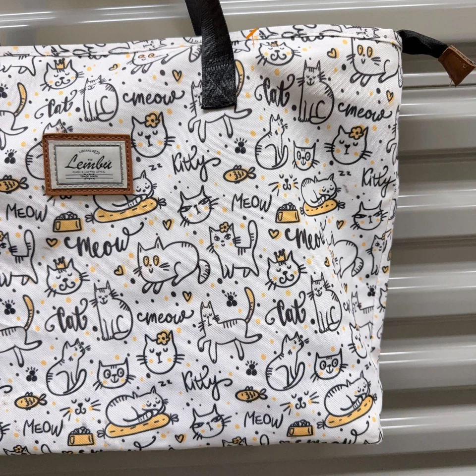 Bolso de Mano Lembu Blanco Gatos Gatito Maullido Informal Cierre de Cremallera Forrado al Aire Libre Foto 4 de 4