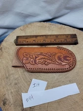Leather Knife Sheath Floral Scroll Hand Stitching