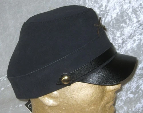 Navy Blue Leather CIVIL WAR UNION REENACTMENT HAT Sz XL Mfg. by HENSCHEL HAT Co.
