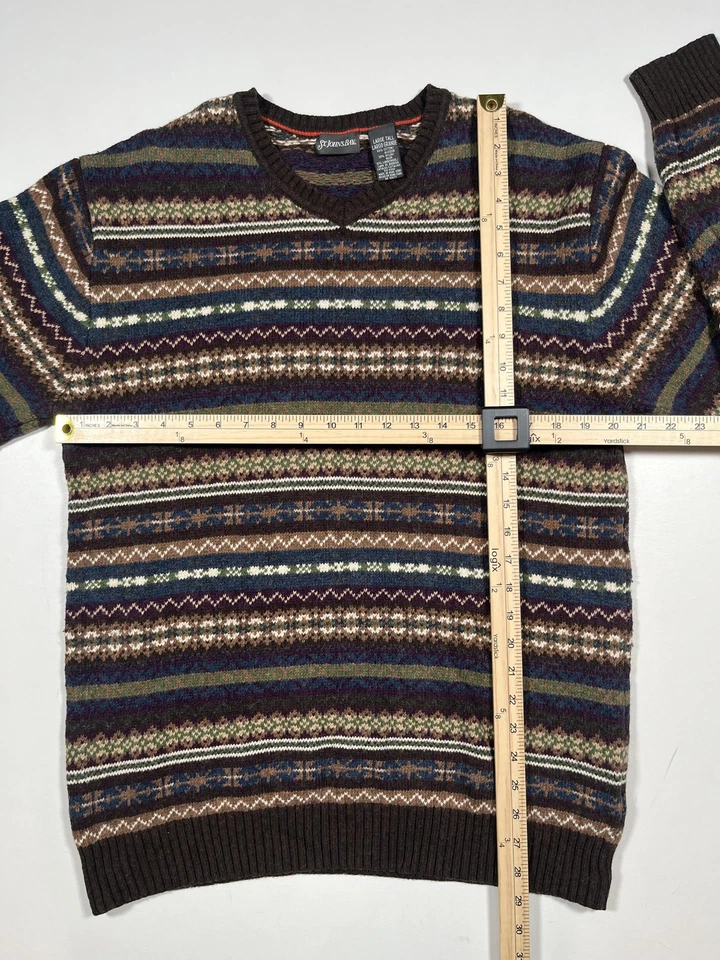 St Johns Bay Sweater Mens Large Tall Brown Multicolor Knit Pullover - Image 4 of 4