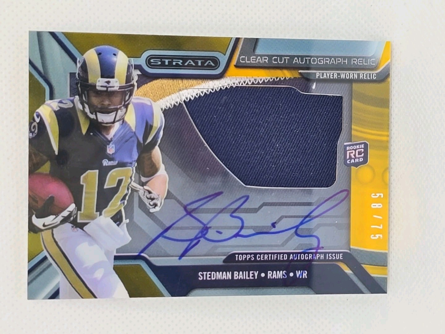 Stedman Bailey Topps Strata Clear Cut Autograph Relic Rookies #SB Gold