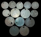 14 Holed Early US Coins Seated Liberty Dimes Bust Quarter Half Cents