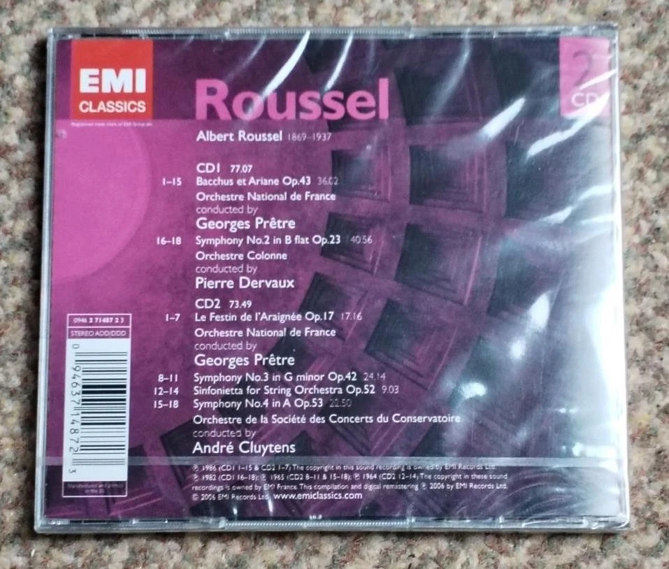 ROUSSEL Symphonies 2 3 4 Bacchus et Ariane etc EMI Classics 2CD FACTORY SEALED - Image 2 of 2