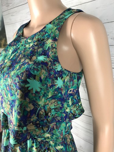 Princess Vera Wang Dress Size 0 Green Floral Ruffled Sheer Swiss Dot Waist XS - Picture 6 of 12
