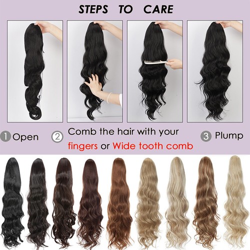 60cm Pferdeschwanz Haarteil Locken Kordelzug Lang Haarverlängerunge Ponytail DE - Bild 11 von 22