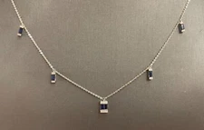 Sophia By Design 14K White Gold Sapphire & Diamond Necklace 16-18"