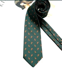 New Classic Paisley Green Brown JACQUARD WOVEN 100% Silk Men's Necktie Tie