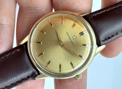 1960's Eterna Matic Automatic Gold Filled Case Original Dial Signed Crown RUNS - Picture 12 of 12