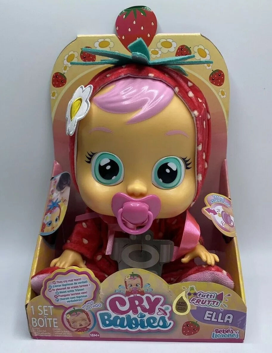 Cry Babies Tutti Frutti Ella Strawberry Interactive Baby Doll Cries Real  Tears