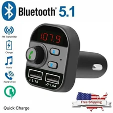 Bluetooth In-Car Wireless Adapter FM Transmitter MP3 Radio Car Kit 2 USB Charger
