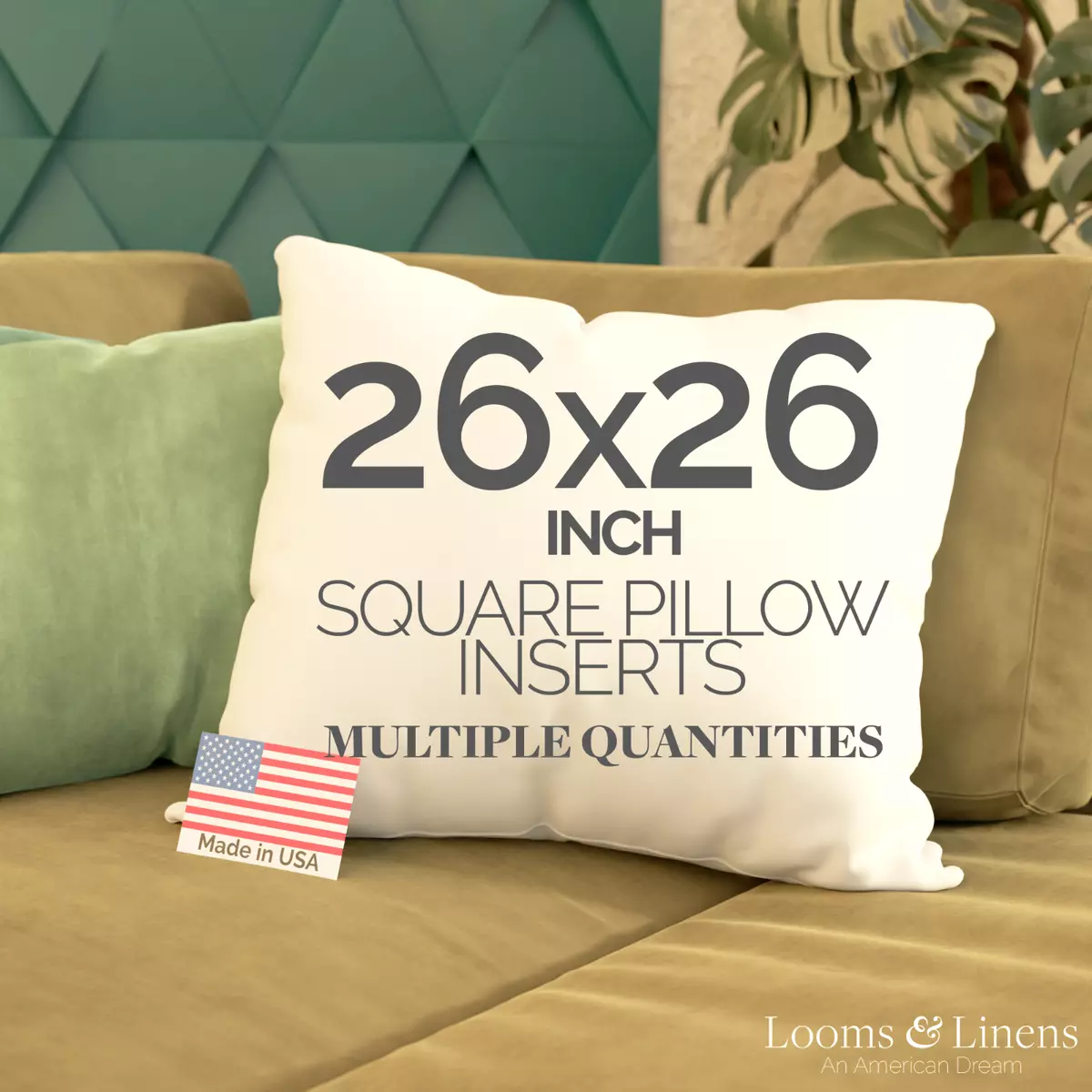 26x26 Pillow Inserts Stuffing Down Alternative Square Pillows Made in USA  Euro