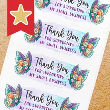 Thank You Labels Stickers for Small Business 100ct - Butterfly Floral