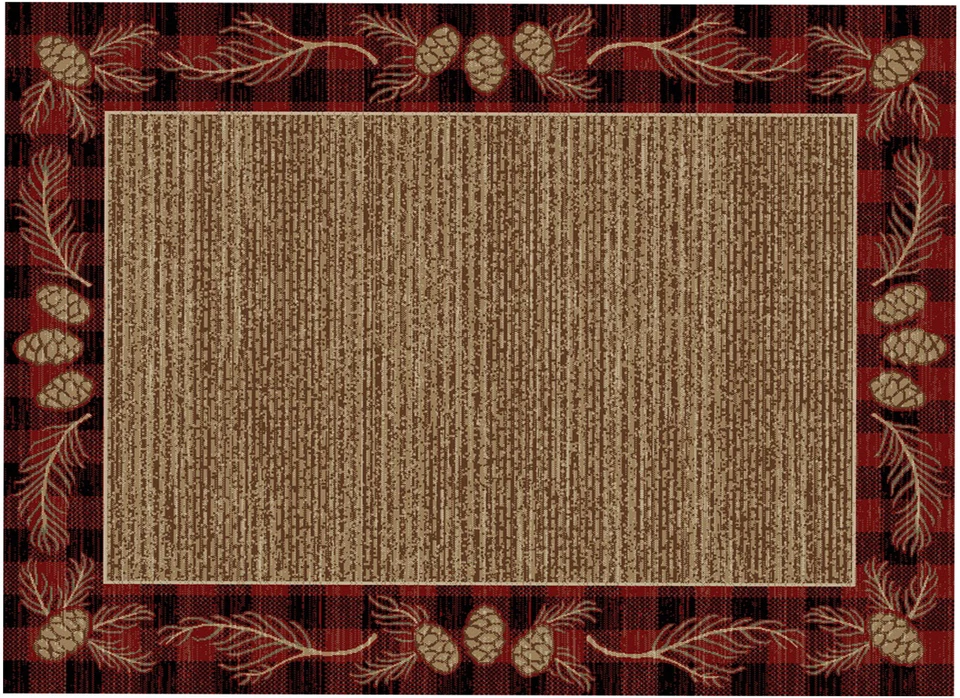 Alfombra roja rústica de 8x10 (7'10" x 9'10") Pinecone Lodge Cabin *ENVÍO GRATUITO Foto 2 de 2