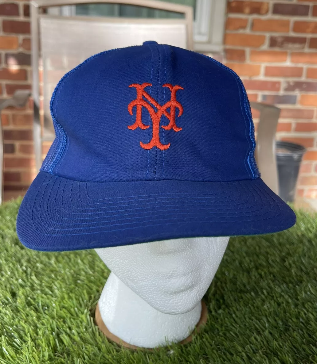 Vintage NEW YORK NY METS Hat Twins Enterprise Mesh Snapback Blue w Green  Bill