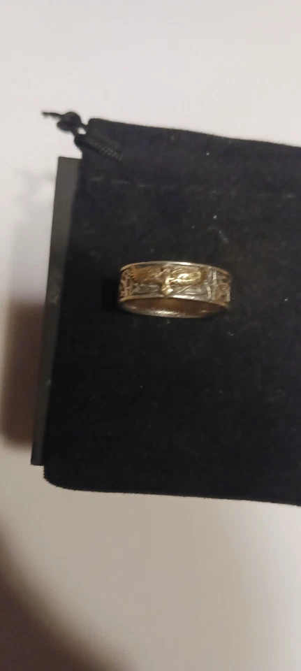 Anillos de moda de oro blanco de 10k (anillo vikingo artesanal con oro Ravon)  Foto 3 de 3