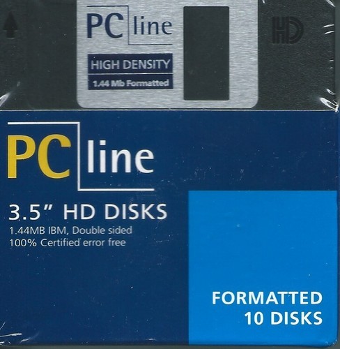 10 Pack PC LINE 3.5" High Density 1.44MB IBM Double Sided HD Floppy Disks - Afbeelding 2 van 3