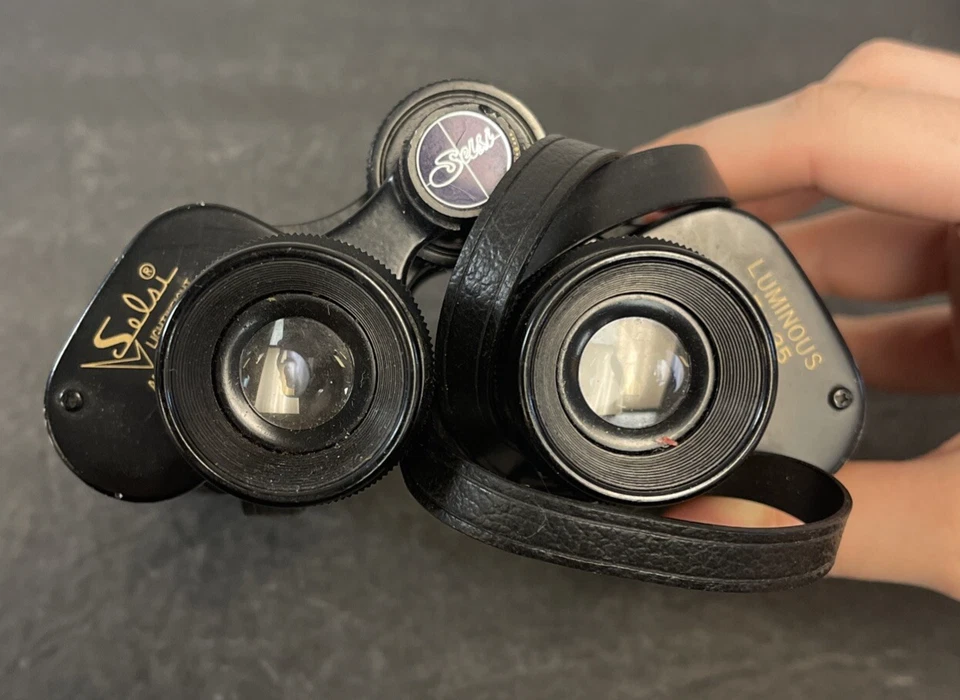 Vintage Selsi Luminous Lightweight 7X35 Amber Coated Binoculars Japan W/ Case - Image 3 of 4