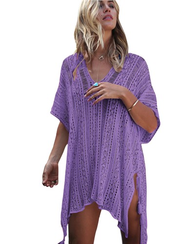 Ladies Summer Beach Cape Dress Hollow Crochet Knit Cover UP Bikini Swimwear SIZE - Picture 31 of 35
