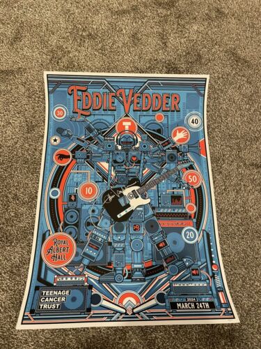 Eddie Vedder SIGNED Teenage Cancer Trust RAH Poster Autographed Print#25/100 - Foto 1 di 3