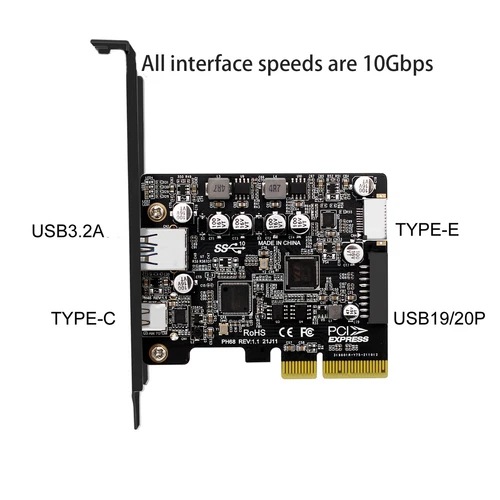 PCIe to USB 3.2 Gen 2 Adapter Card 10 Gbps 2-Port PCI Express Expansion CardinyW