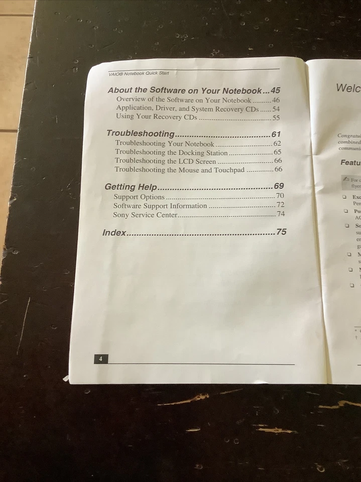 Sony VAIO Notebook Quick Start & Notes on Use PCG-R505 Series Computer manuals - Image 3 of 4