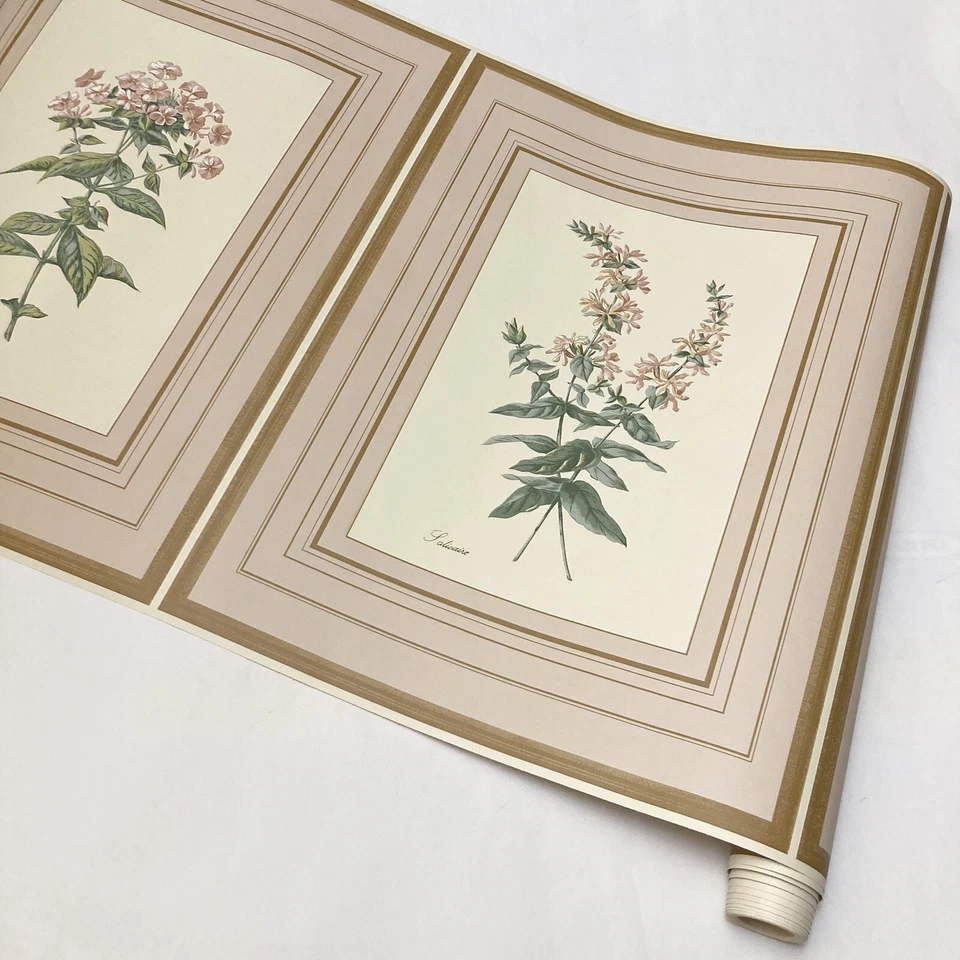 花卉金色相框奶油色桃色大号壁纸边框 18 英寸高 — 第 3/4 张图片
