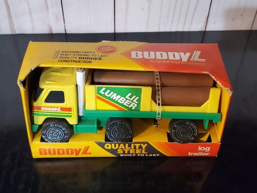 Vintage Buddy L Log Trailer Lil Lumber Semi Truck Pressed Steel Tractor Trailer - Picture 8 of 8