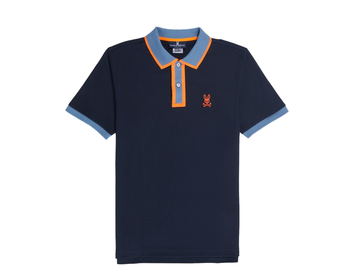 Psycho Bunny Kay Fashion Polo Navy/Blue/Orange B6K254W1PC Psycho Bunny Kay Fashion Polo Navy/Blue/Orange B6K254W1PC
