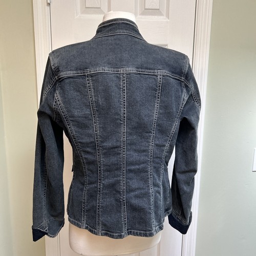 Chaqueta vaquera vintage Elie Tahari con botones de estrás en flores pequeña-mediana - Imagen 6 de 11