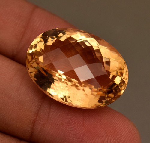 30.10 Ct Natural Orange Yellow Citrine Certified Oval Cut Loose Gemstone Brazil - Picture 2 of 5
