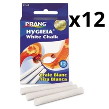 Hygieia Dustless Board Chalk, 3 1/4 x 0.38. White, 12/Box, Pack of 12