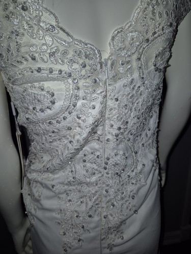Stacees Custom Sleeveless Chiffon Court Train Sequin Wedding Dress NWT 36 38 44 - Picture 10 of 17