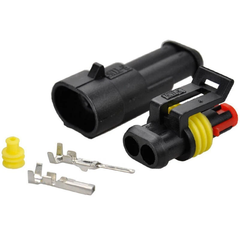10 Kit 2 Pin Way Sealed Waterproof Electrical Wire Connector Plug Terminal Set - Image 3 of 4