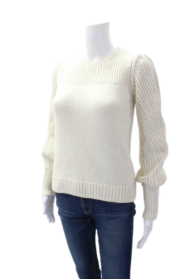 10 Crosby Derek Lam женщин круглый вырез длинным рукавом вязаный свитер кремовый размер XS - Изображение 2 из 4